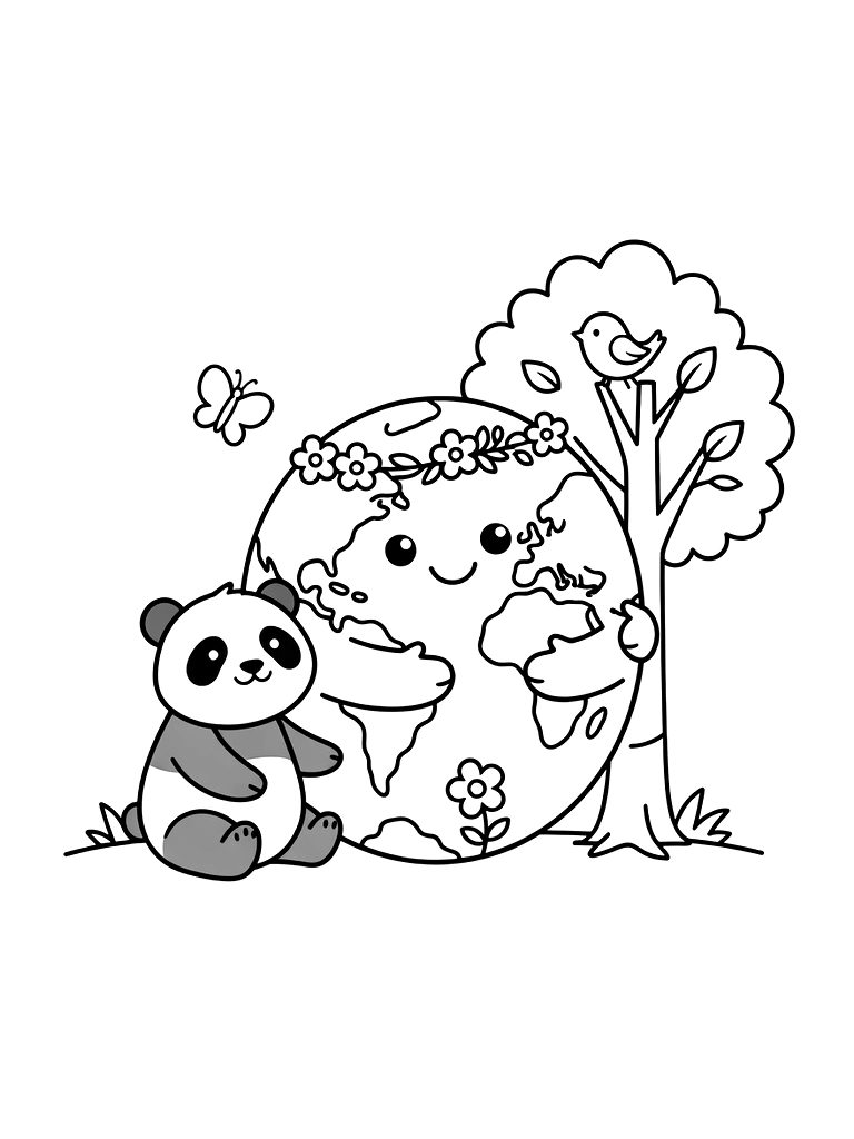 Earth Day & Biodiversity Conservation coloring page — free printable for kids and adults