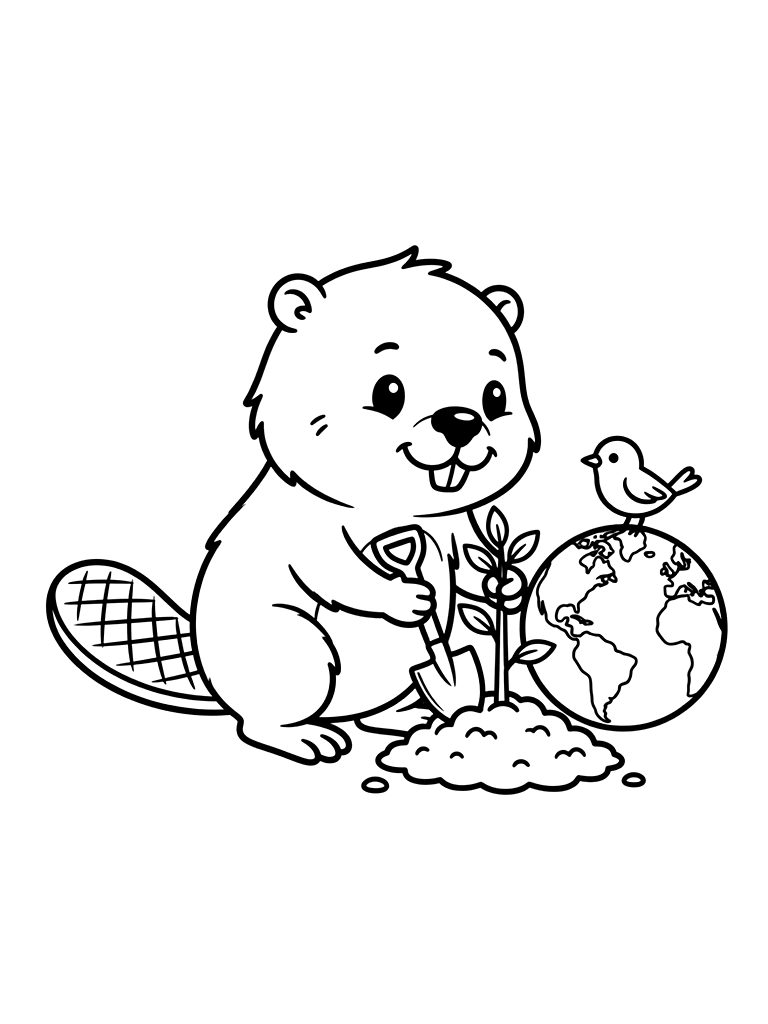 Earth Day Conservation & Wildlife coloring page — free printable for kids and adults