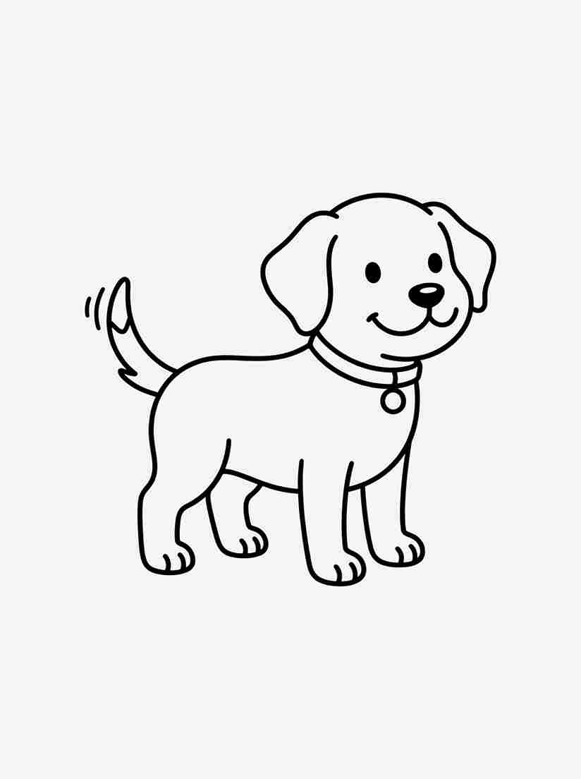 Easy Dog Coloring Page line art