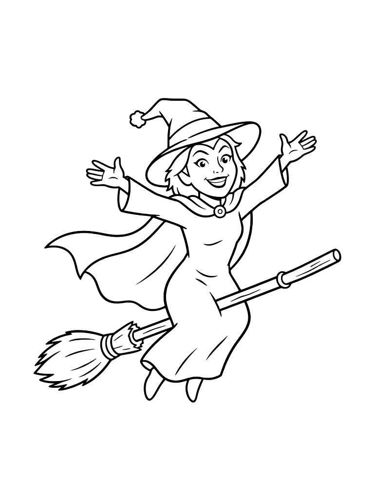 Elphaba Flying On Broom Defying Gravity Coloring Page