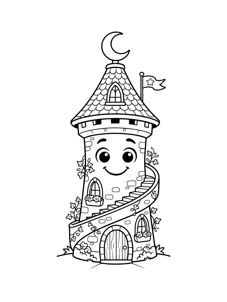 Enchanted Tower Coloring Page