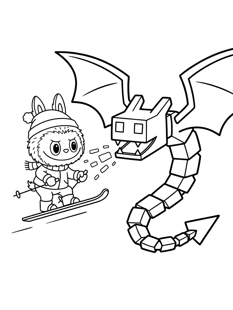 Ender Dragon Battle Coloring Page