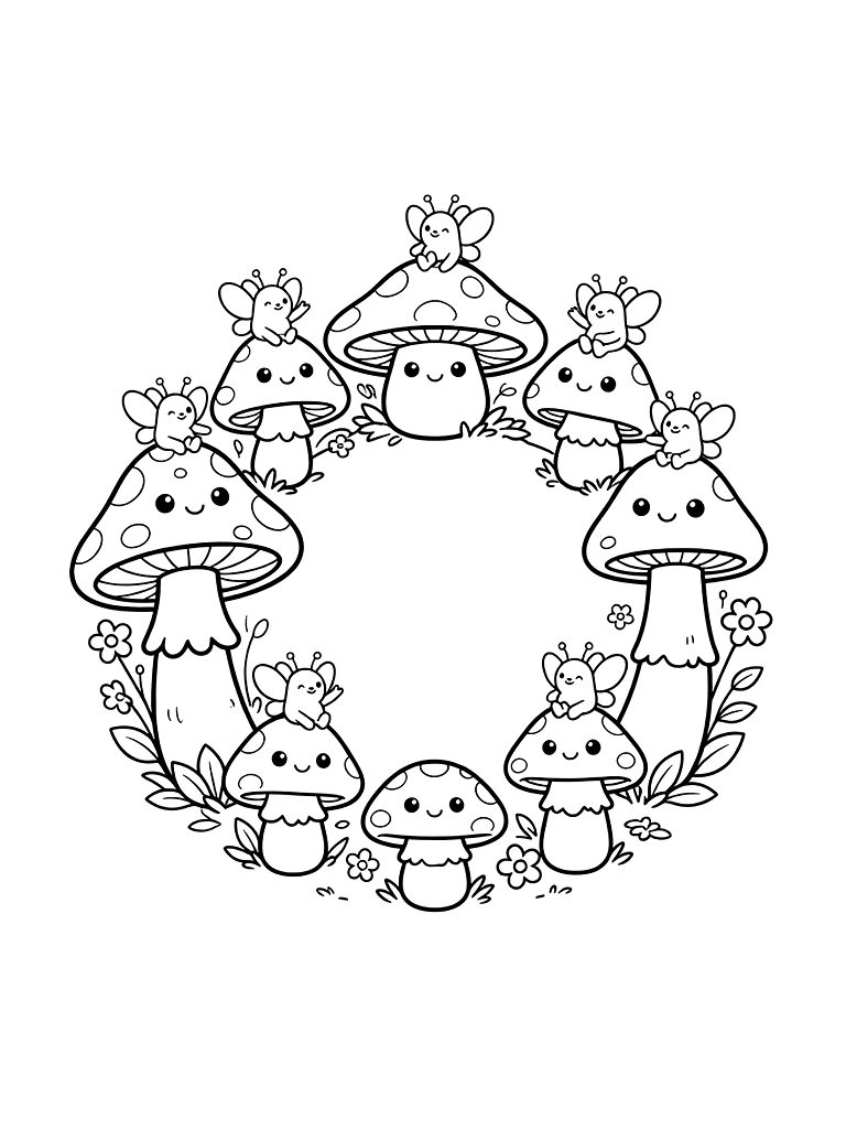 Fairy Ring In Forest Coloring Page