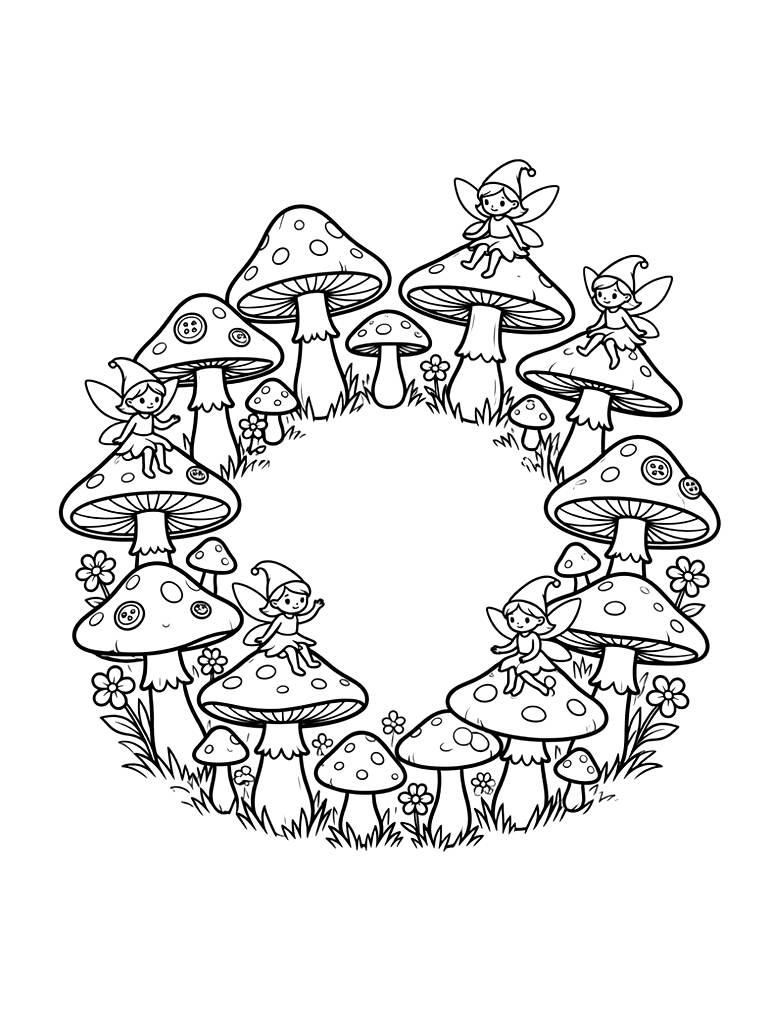 Fairy Ring In Forest Coloring Page