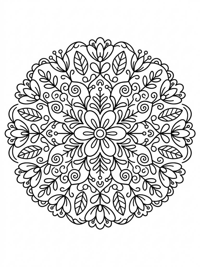 Floral Mandala Coloring Page