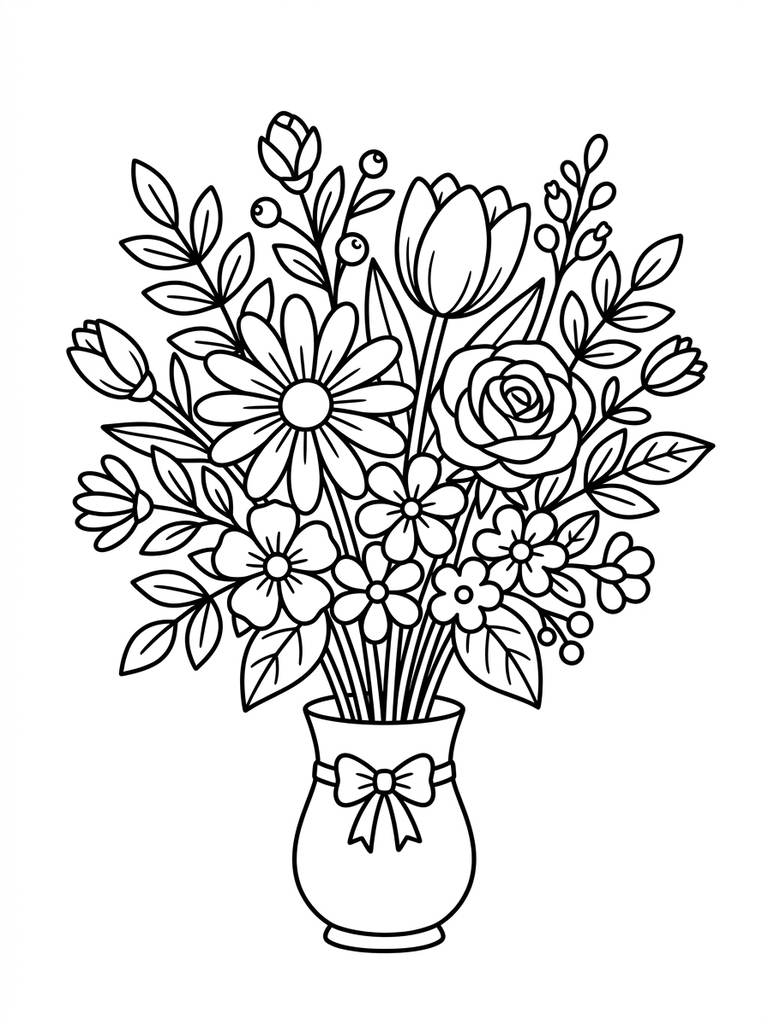 Flower Bouquet / Floral Arrangement Coloring Page