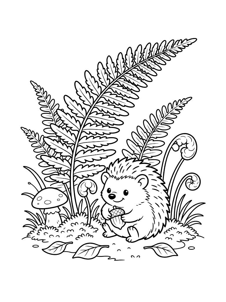 Forest Floor Fern Scene Coloring Page