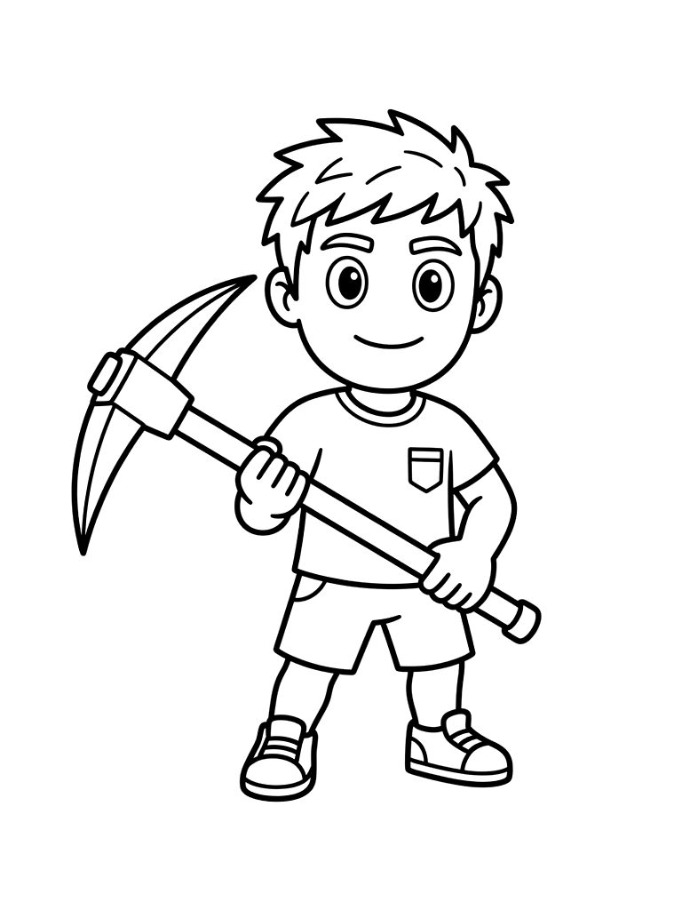Fortnite Default Skin With Pickaxe Coloring Page
