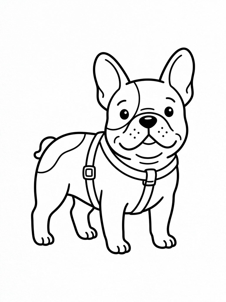 French Bulldog Coloring Pages line art