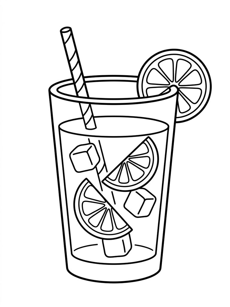 Fresh Lemonade With Straw Coloring Page