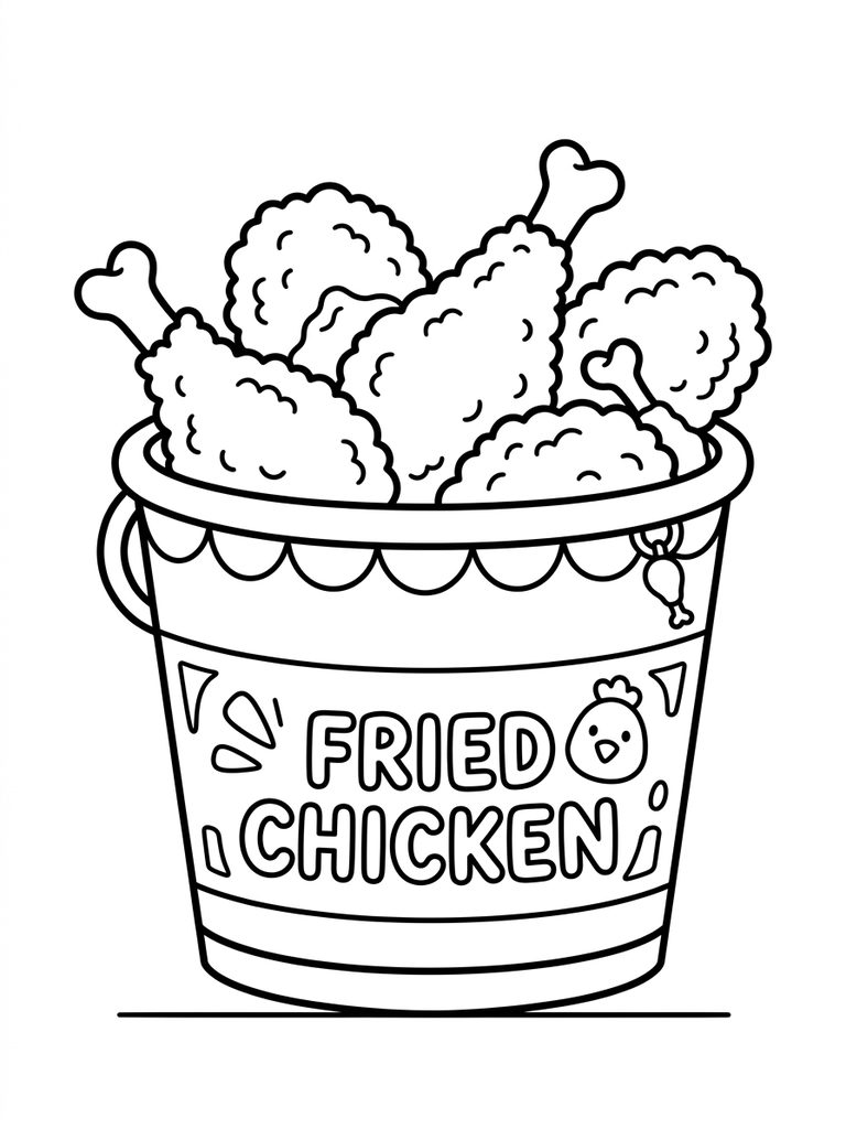 Fried Chicken Bucket Coloring Page