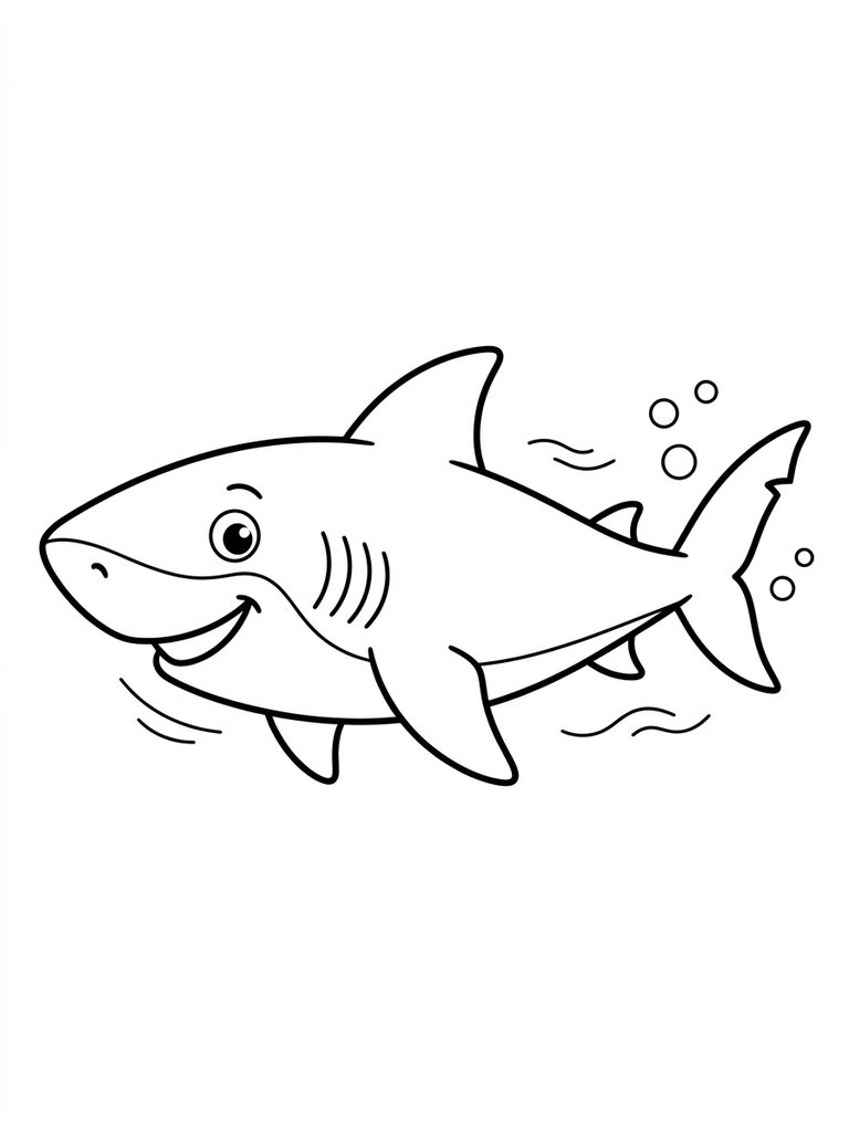 Friendly Shark Swimming Coloring Page