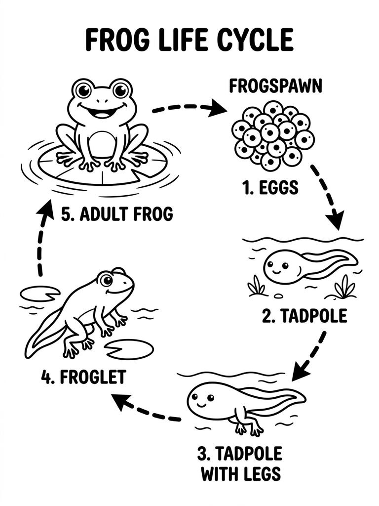 Frog Life Cycle Coloring Page