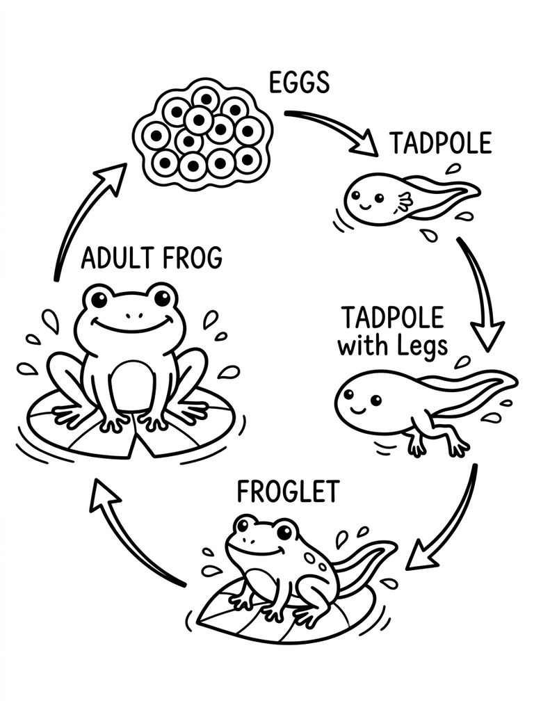 Frog Life Cycle Coloring Page