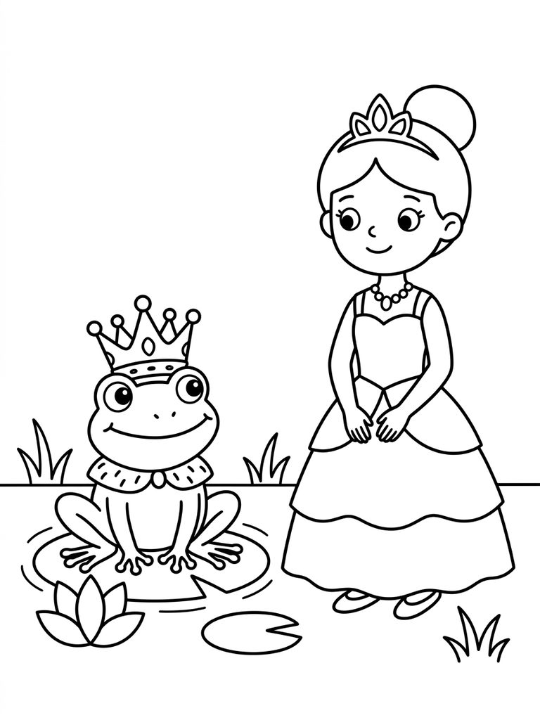 Frog Prince / Princess And The Frog Coloring Page