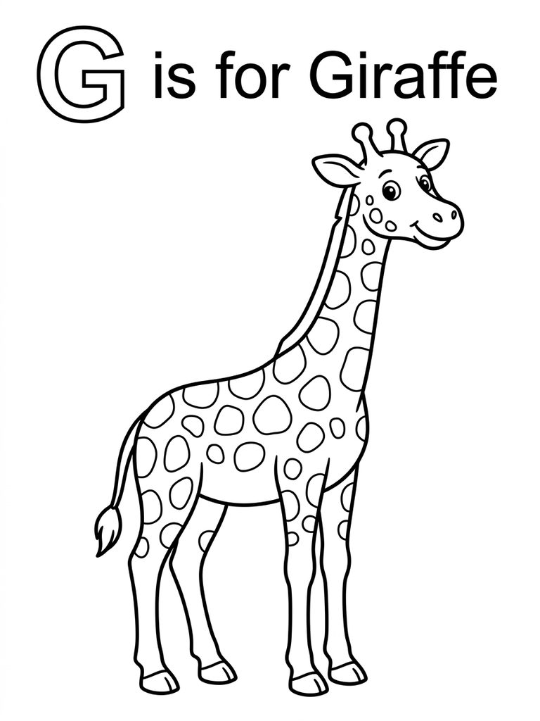 G Is For Giraffe Coloring Page