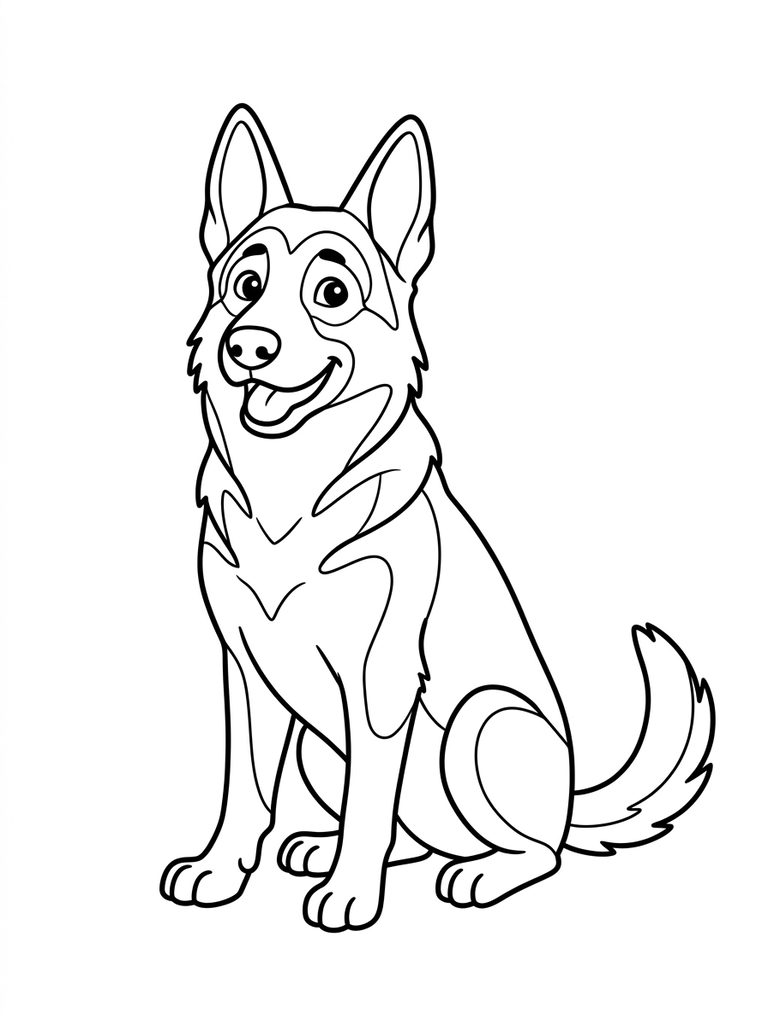 German Shepherd Coloring Pages line art