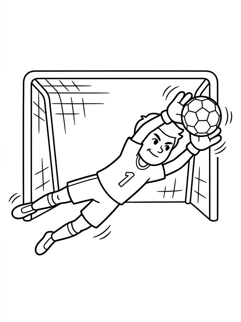 Goalkeeper Saving A Shot Coloring Page