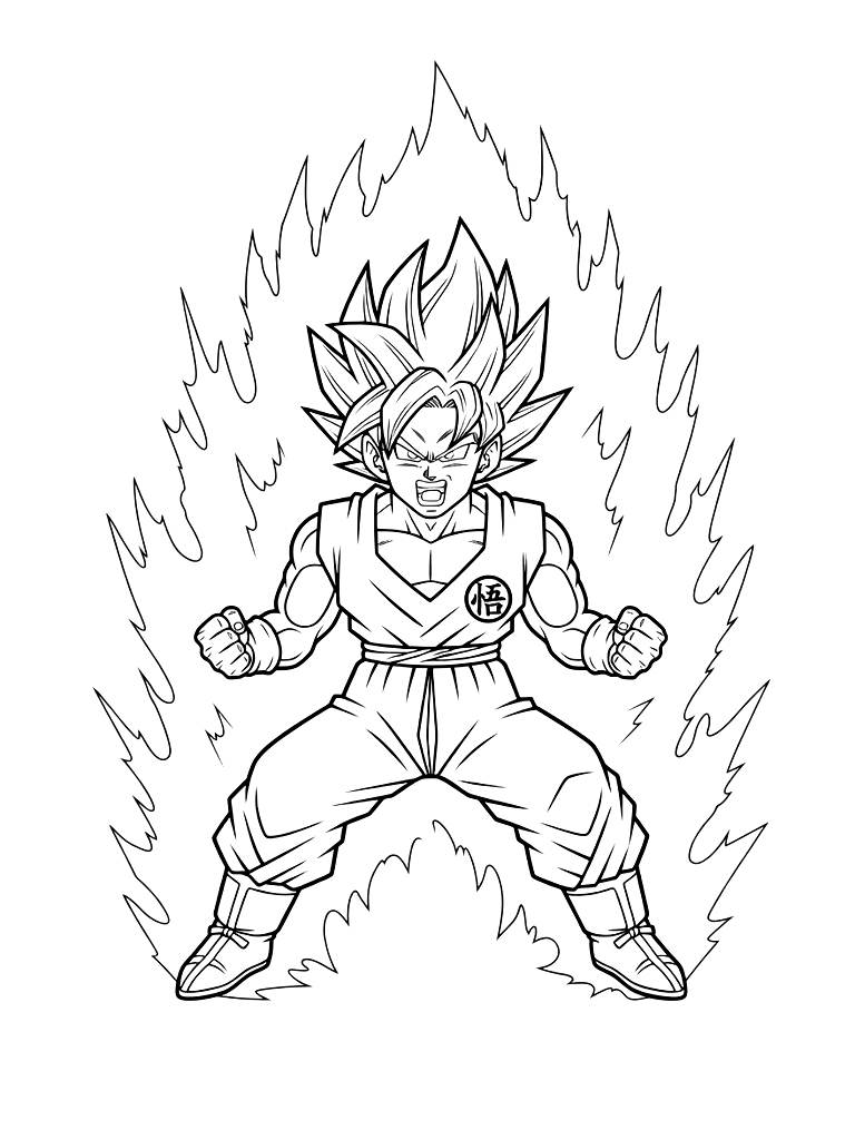 Goku In Super Saiyan Blue Form Powering Up For Battle Coloring Page