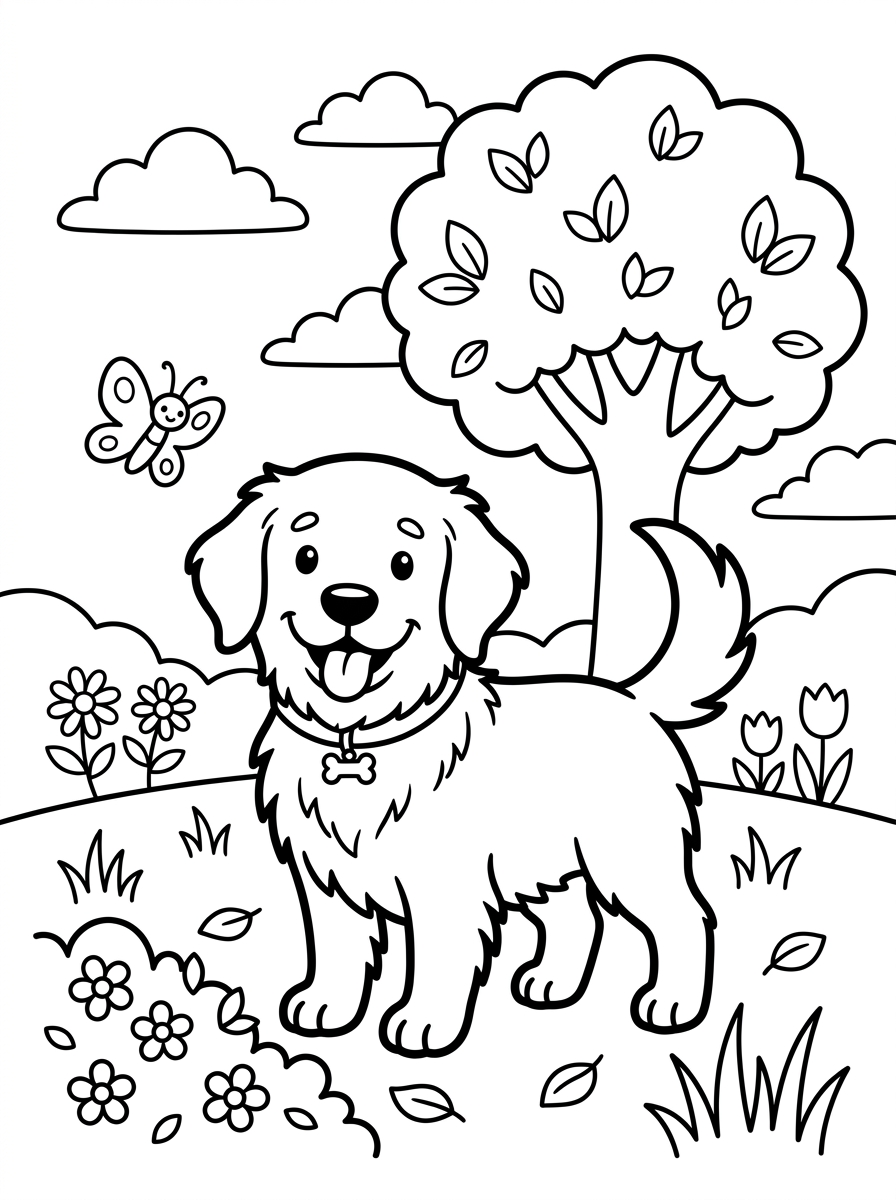 Golden Retriever Coloring Page