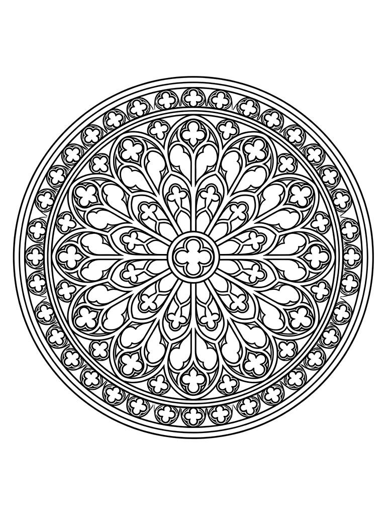 Gothic Rose Window Coloring Page