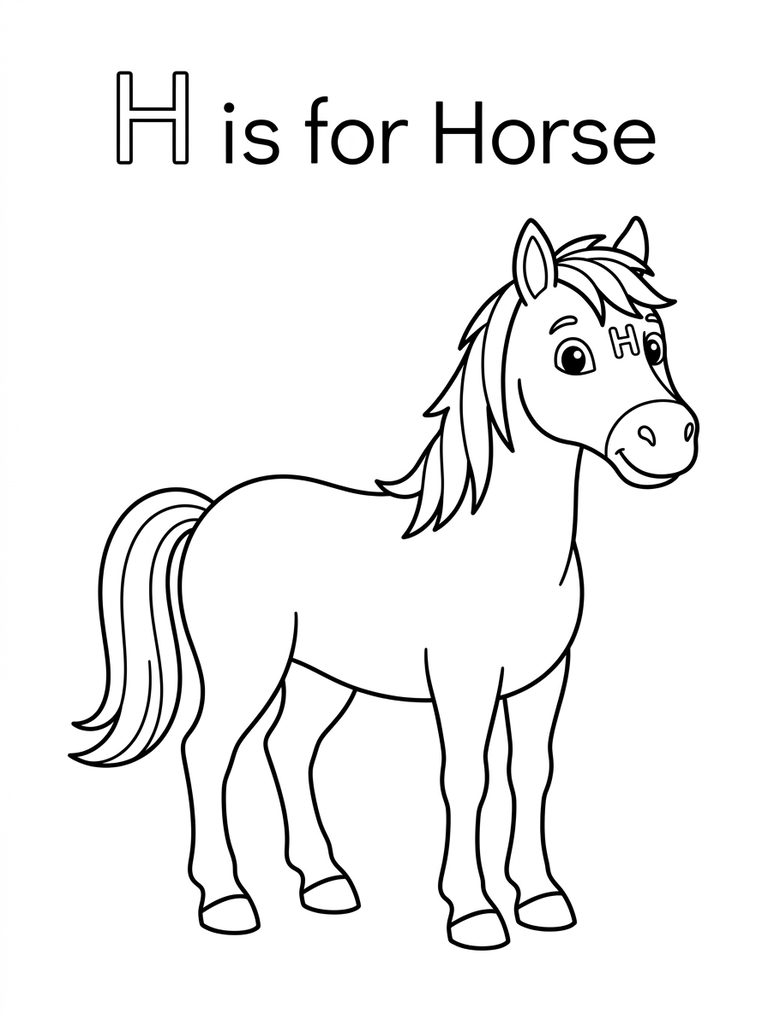 H Is For Horse Coloring Page