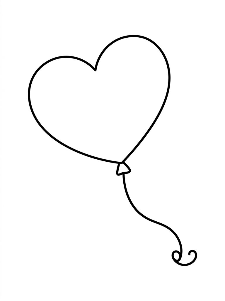 Heart Balloon Coloring Page