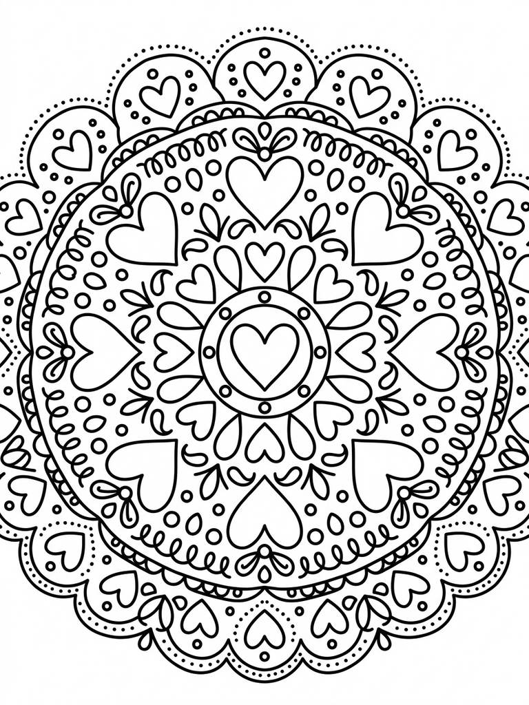 Heart Mandala Coloring Page