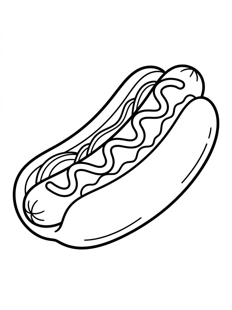 Hot Dog With Condiments Coloring Page
