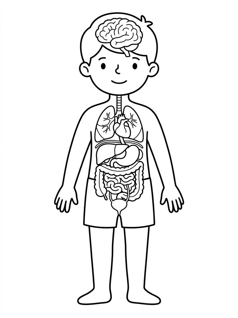 Human Body Organs Simple Coloring Page