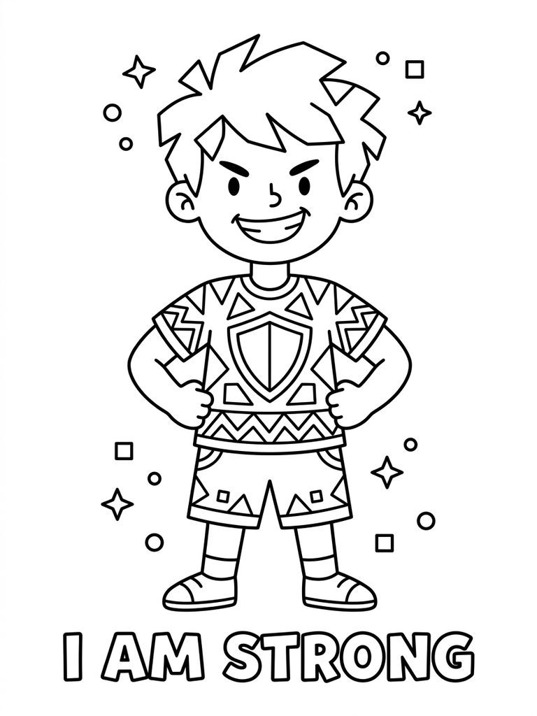 I Am Strong With Geometric Patterns Coloring Page