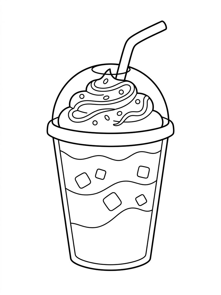 Iced Latte With Whipped Cream Coloring Page