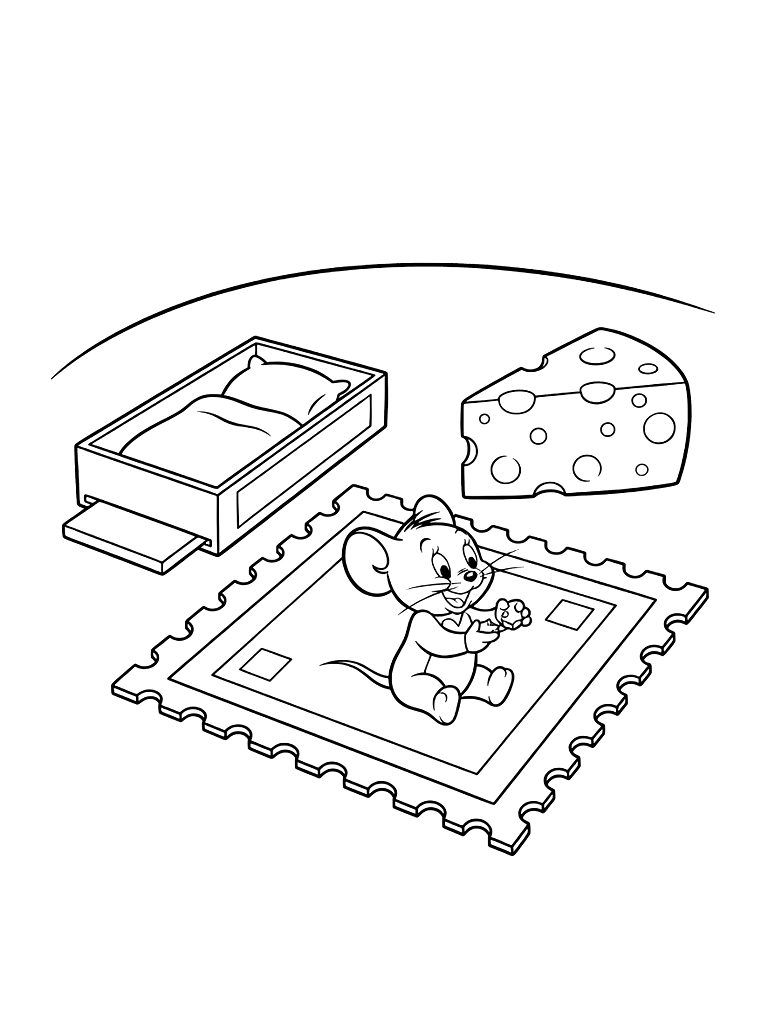 Inside Jerry's Cozy Mousehole Featuring A Matchbox Bed Coloring Page