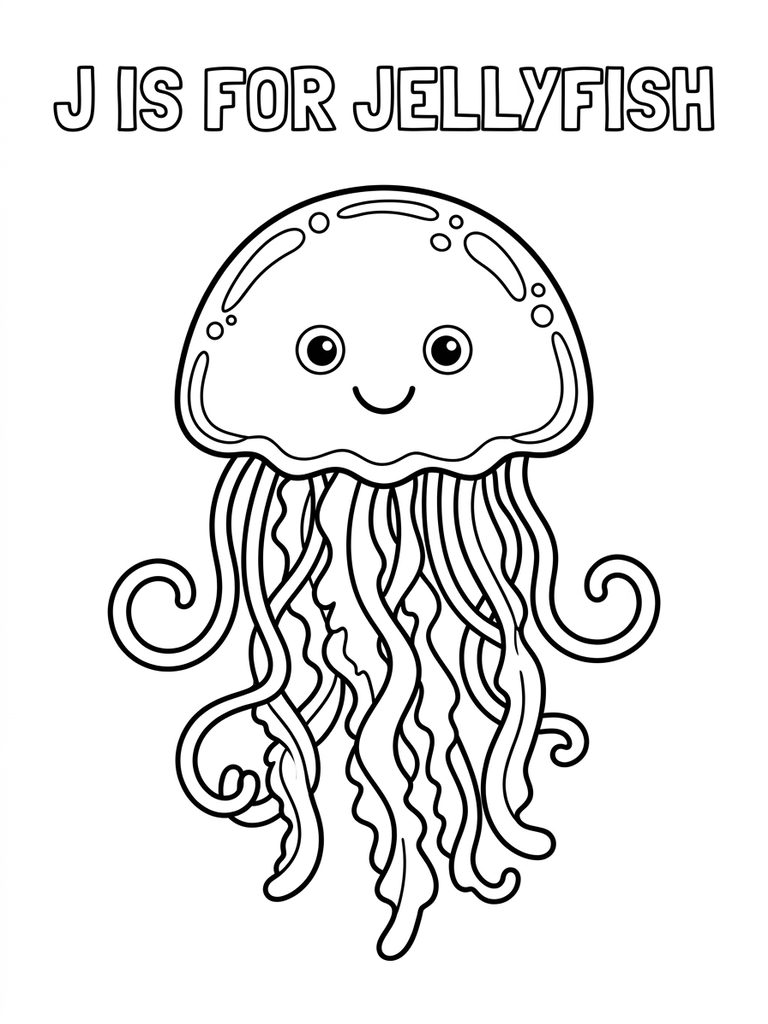 J Is For Jellyfish Coloring Page