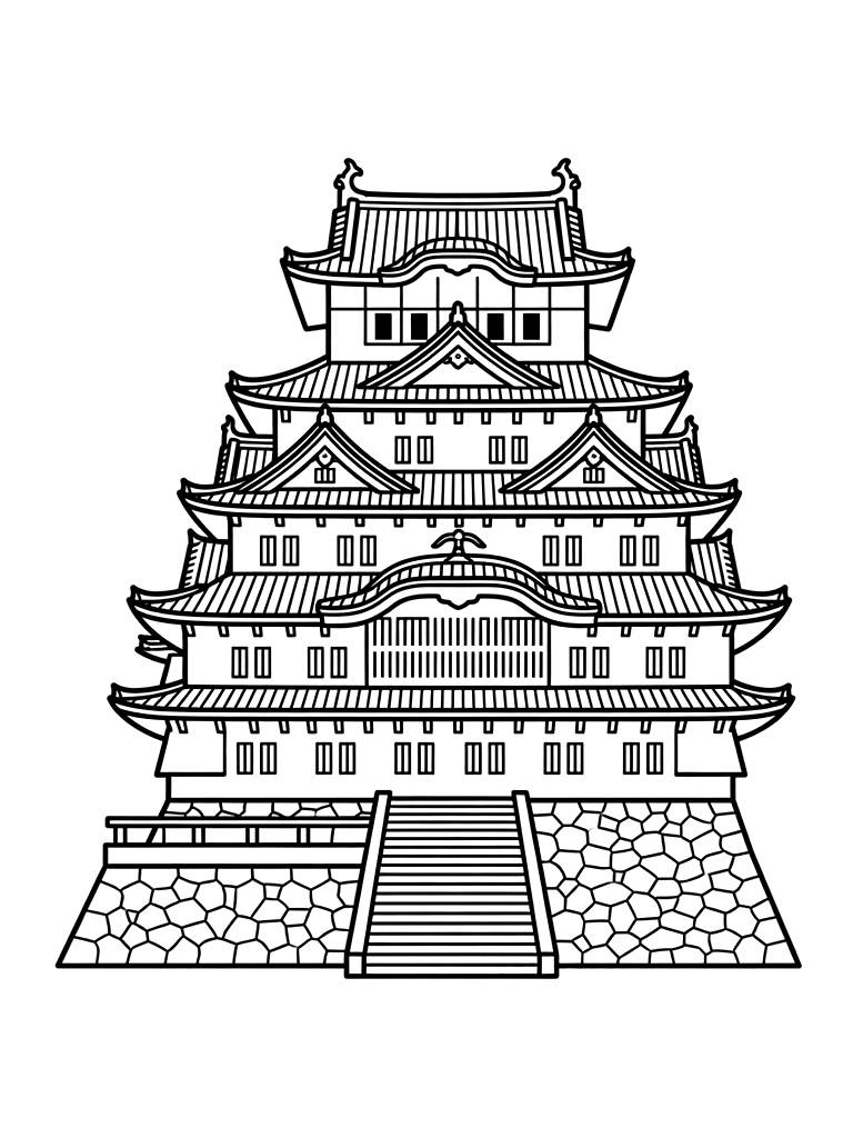Japanese Himeji Castle Coloring Page