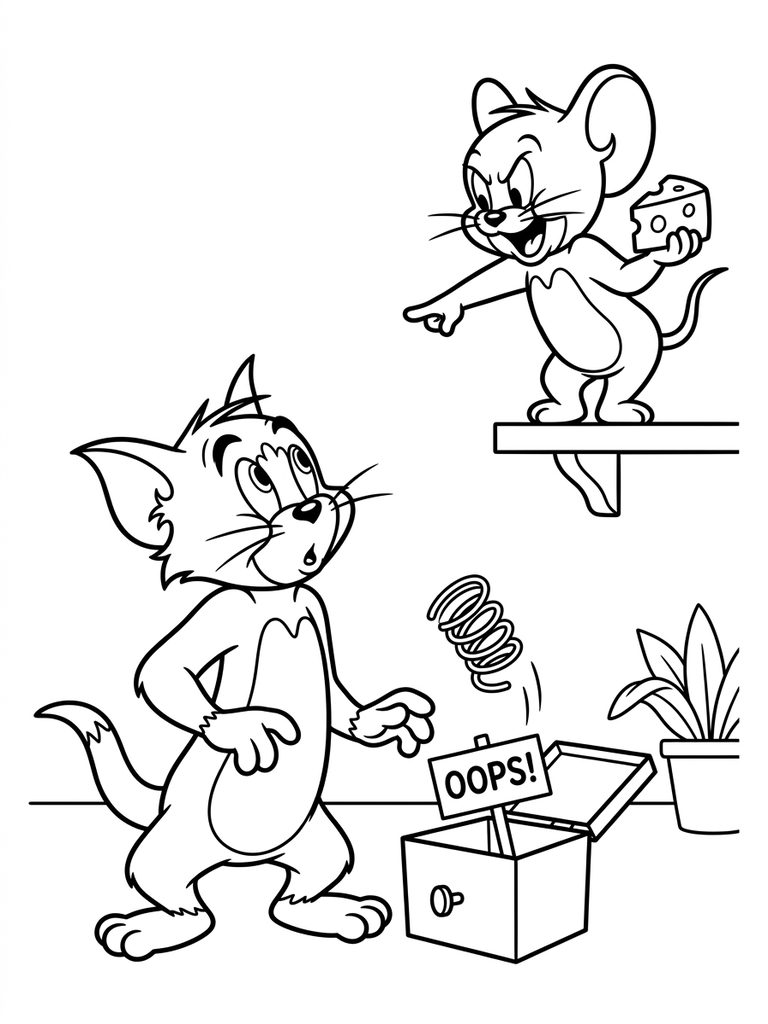 Jerry Outsmarting Tom / Clever Mouse Moments Coloring Page
