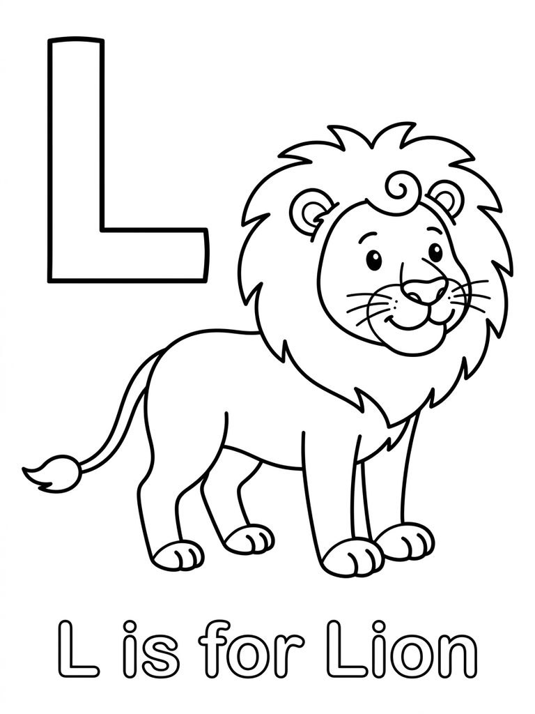 L Is For Lion Coloring Page