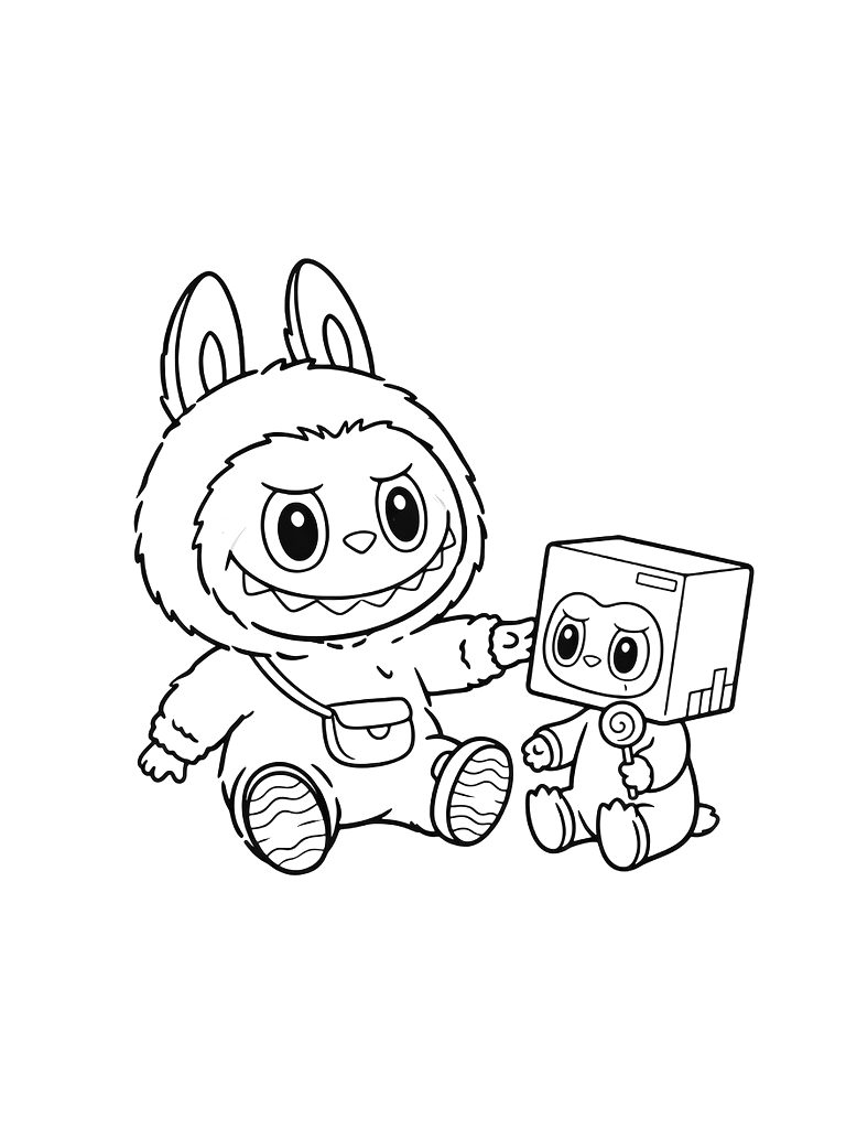 Labubu And Pop Mart Art Toys coloring page — free printable for kids and adults