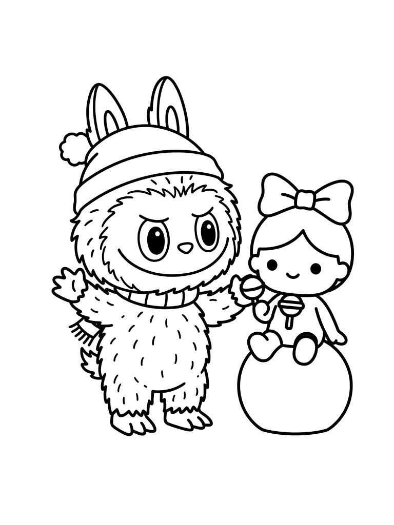 Labubu And Pop Mart Art Toys coloring page — free printable for kids and adults