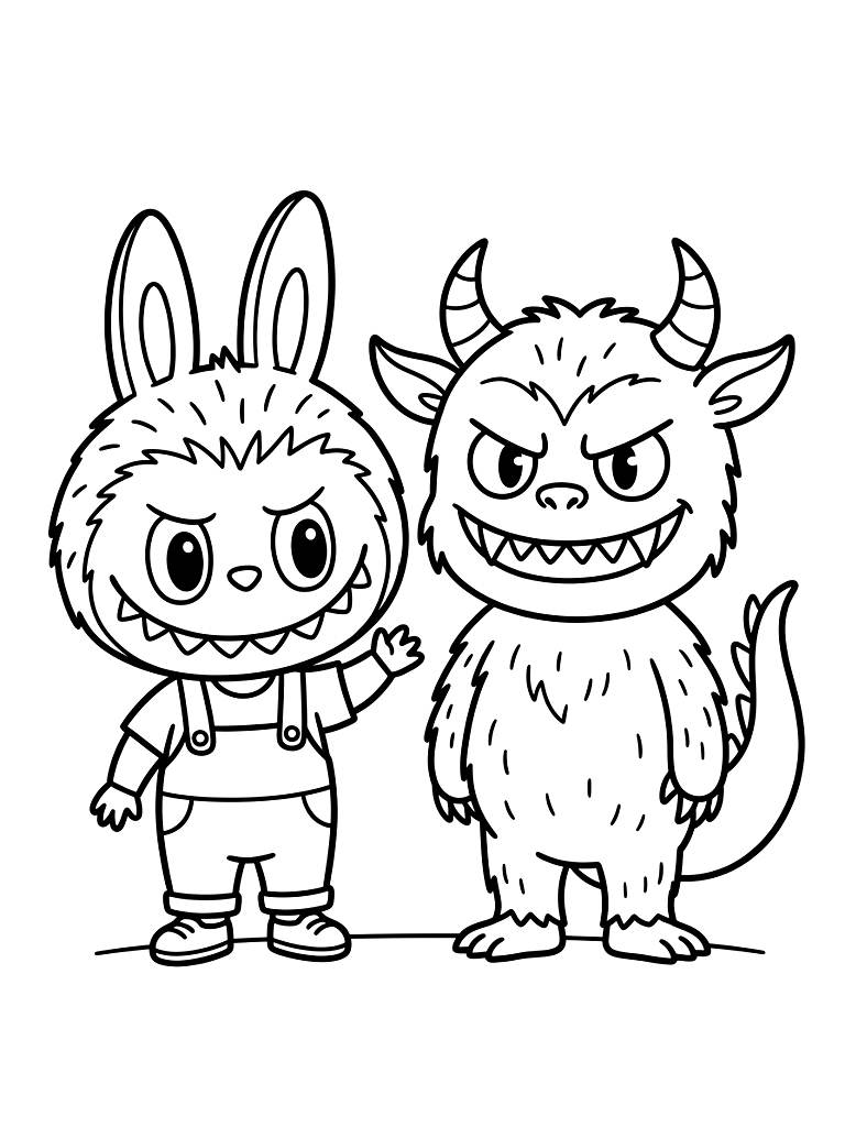 Labubu & Pop Mart Art Toy Trend Coloring Page