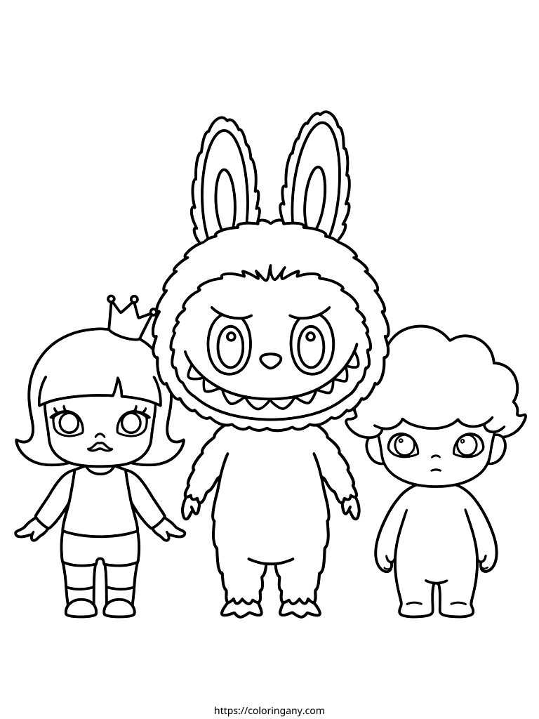 Labubu & Pop Mart Art Toys Coloring Page