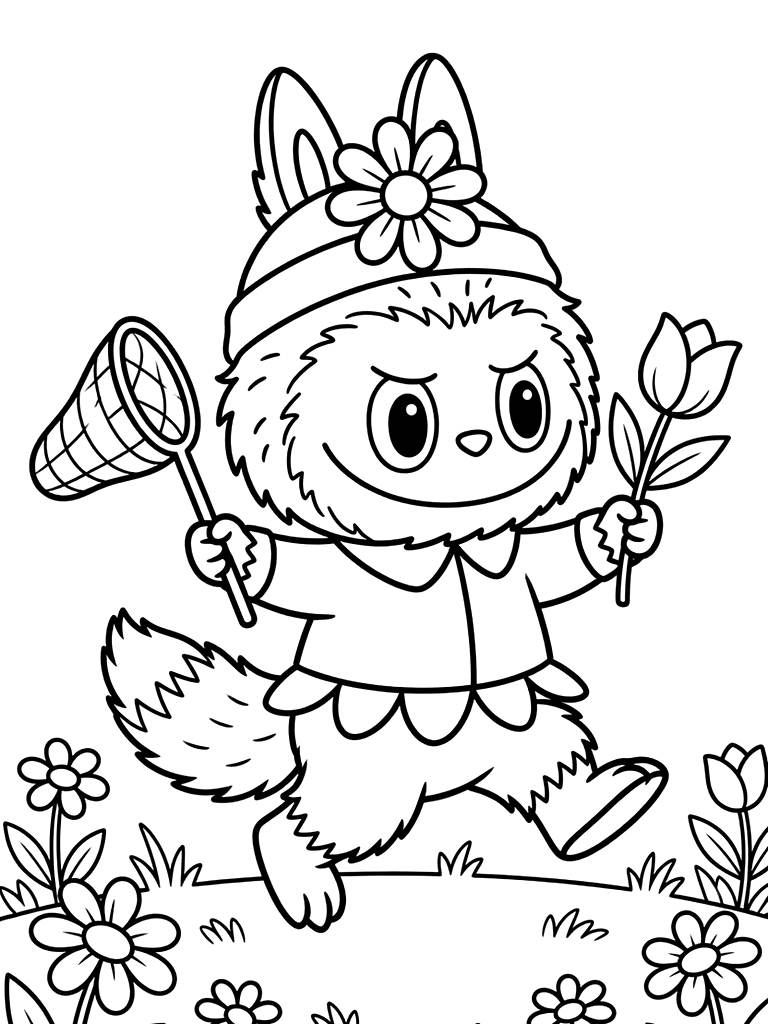 Labubu & Pop Mart Spring Collection coloring page — free printable for kids and adults