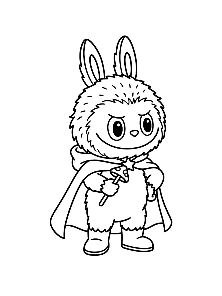 Labubu Standing In Enchanted Forest Coloring Page