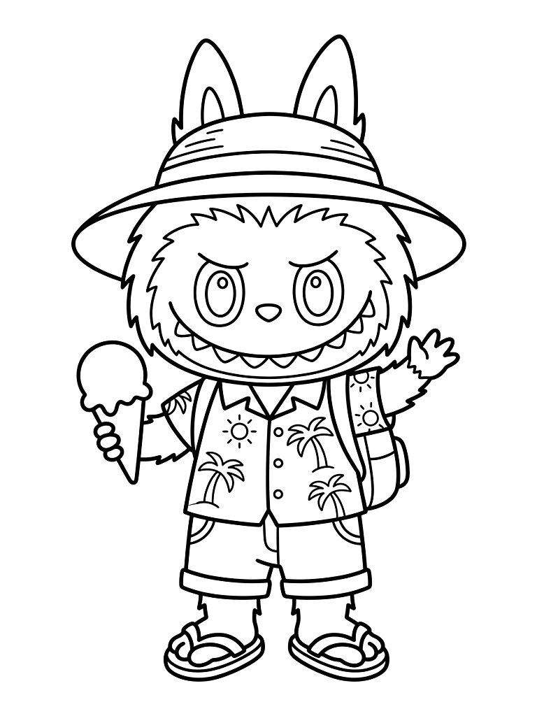 Labubu Summer Vacation Outfits coloring page — free printable for kids and adults