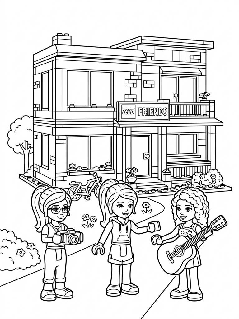 LEGO Friends House And Characters Coloring Page