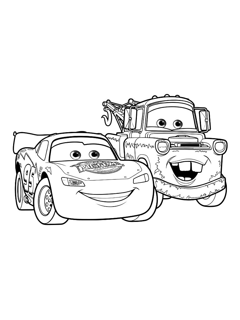 Lightning McQueen And Mater Racing Coloring Page