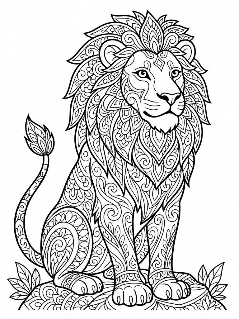 Lion Coloring Pages For Adults / Mandala Lion Coloring Page