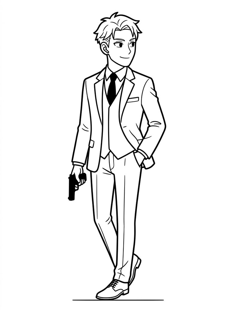 Loid Forger Spy / Suave Pose Coloring Page