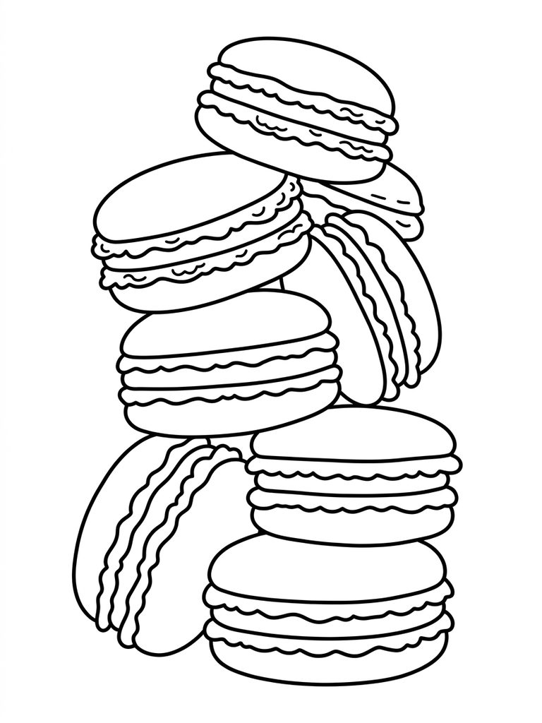 Macarons Assortment Coloring Page