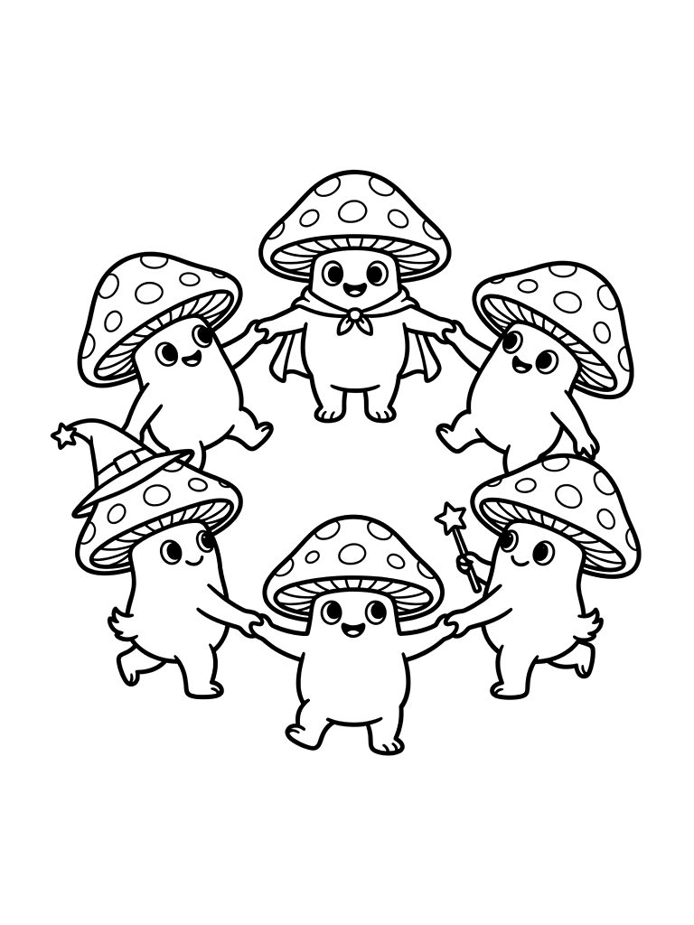 Magic Toadstool Circle Coloring Page